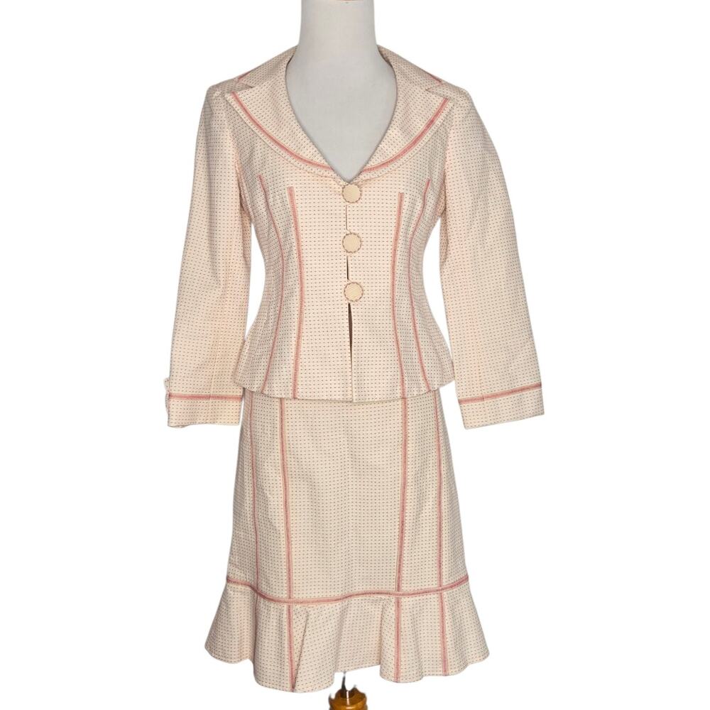 Rare Vintage Y2K Nanette Lepore Office Siren Skirt Suit Twee Feminine Womens 2